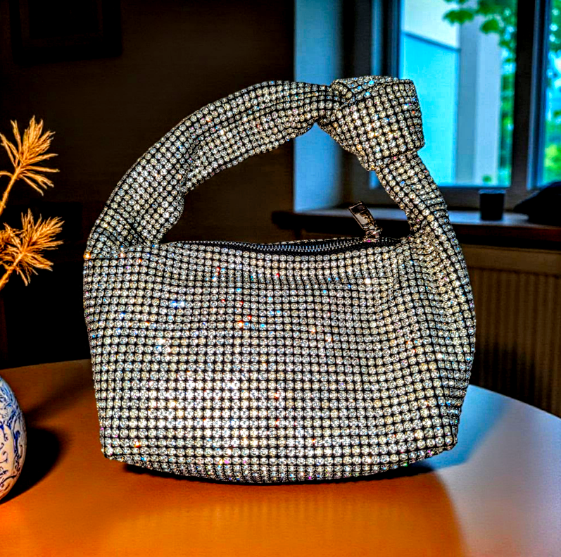 Jewel Studded Handbag Silver