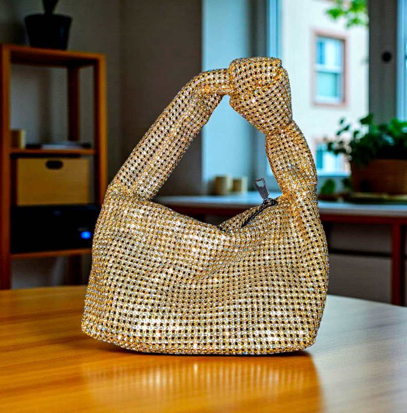 Jewel Studded Handbag Gold